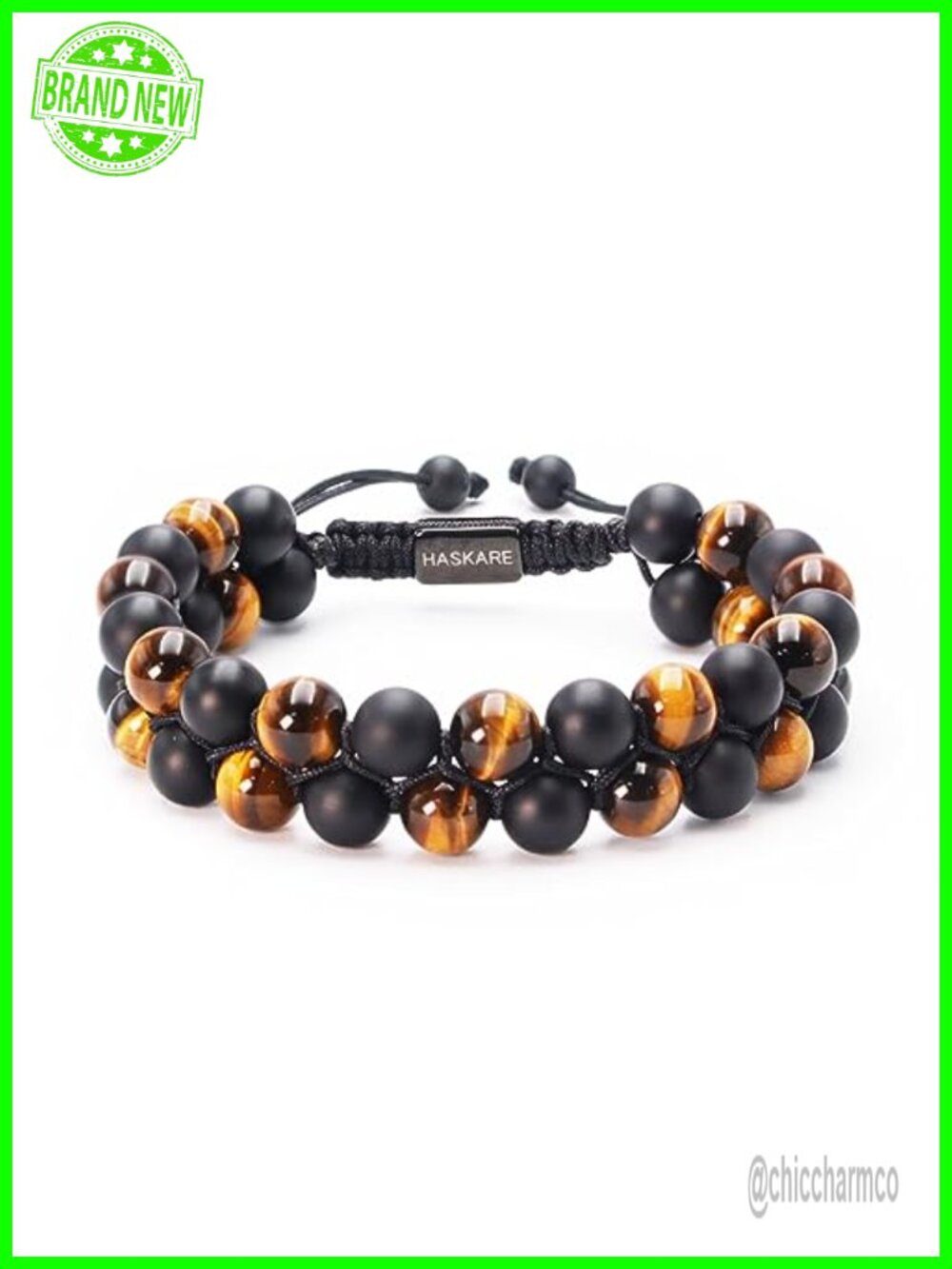 Tiger Eye Black Onyx Beaded Bracelet Men Handmade Energy Protection Gift